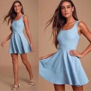 Lulus Powder Blue Skater Dress Women's Size Small